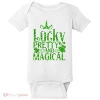 Cute St Patricks Day Lucky Pretty and Magical Baby Bodysuit thumb 0