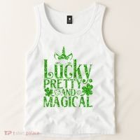 Cute St Patricks Day Lucky Pretty and Magical Tank Top thumb 2