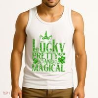 Cute St Patricks Day Lucky Pretty and Magical Tank Top thumb 3