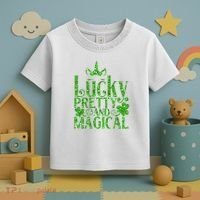 Cute St Patricks Day Lucky Pretty and Magical Toddler T-Shirt thumb 3