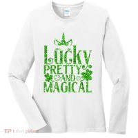 Cute St Patricks Day Lucky Pretty and Magical Women's Long Sleeve Shirt thumb 0