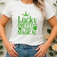 Cute St Patricks Day Lucky Pretty and Magical Women's T-Shirt thumb 2