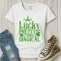 Cute St Patricks Day Lucky Pretty and Magical Women's T-Shirt thumb 3