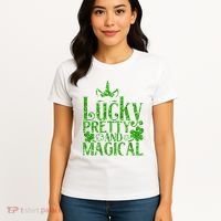 Cute St Patricks Day Lucky Pretty and Magical Women's T-Shirt thumb 4