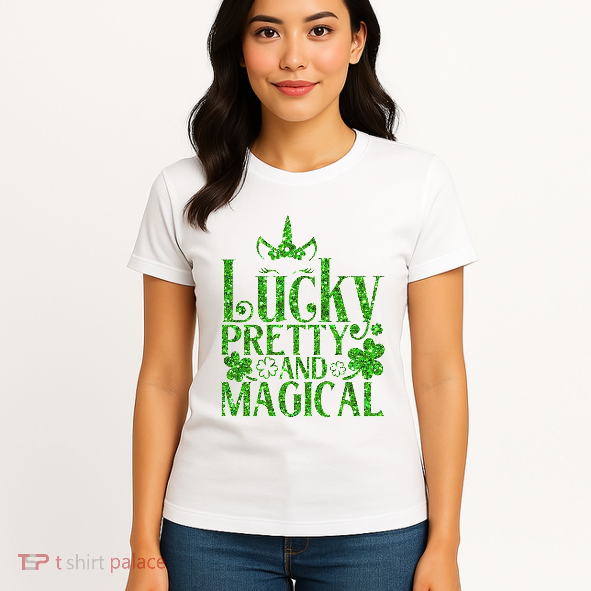 Cute St Patricks Day Lucky Pretty and Magical Women's T-Shirt