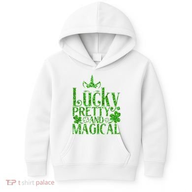 Cute St Patricks Day Lucky Pretty and Magical Kids Hoodie