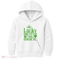 Cute St Patricks Day Lucky Pretty and Magical Kids Hoodie thumb 0