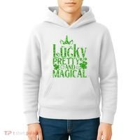 Cute St Patricks Day Lucky Pretty and Magical Kids Hoodie thumb 4
