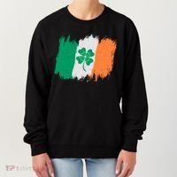 Cool St Patrick's Day Painted Distressed Irish Shamrock Flag Women's Sweatshirt thumb 0