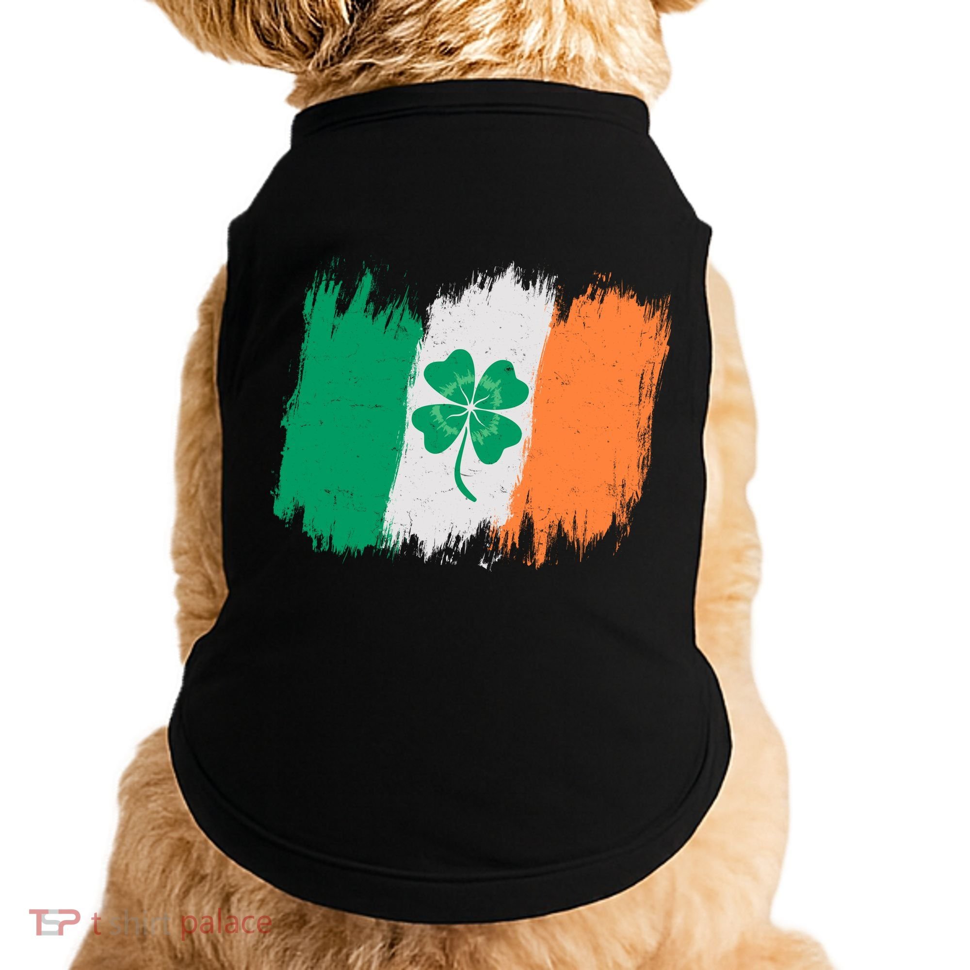 Cool St Patrick's Day Painted Distressed Irish Shamrock Flag Doggie Tank