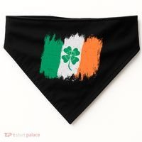 Cool St Patrick's Day Painted Distressed Irish Shamrock Flag USA-Made Doggie Bandana thumb 0