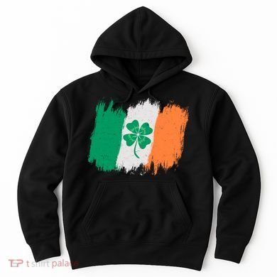 Cool St Patrick's Day Painted Distressed Irish Shamrock Flag Hoodie