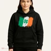 Cool St Patrick's Day Painted Distressed Irish Shamrock Flag Hoodie thumb 5