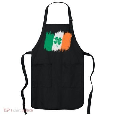 Cool St Patrick's Day Painted Distressed Irish Shamrock Flag Apron