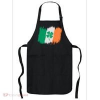 Cool St Patrick's Day Painted Distressed Irish Shamrock Flag Apron thumb 0