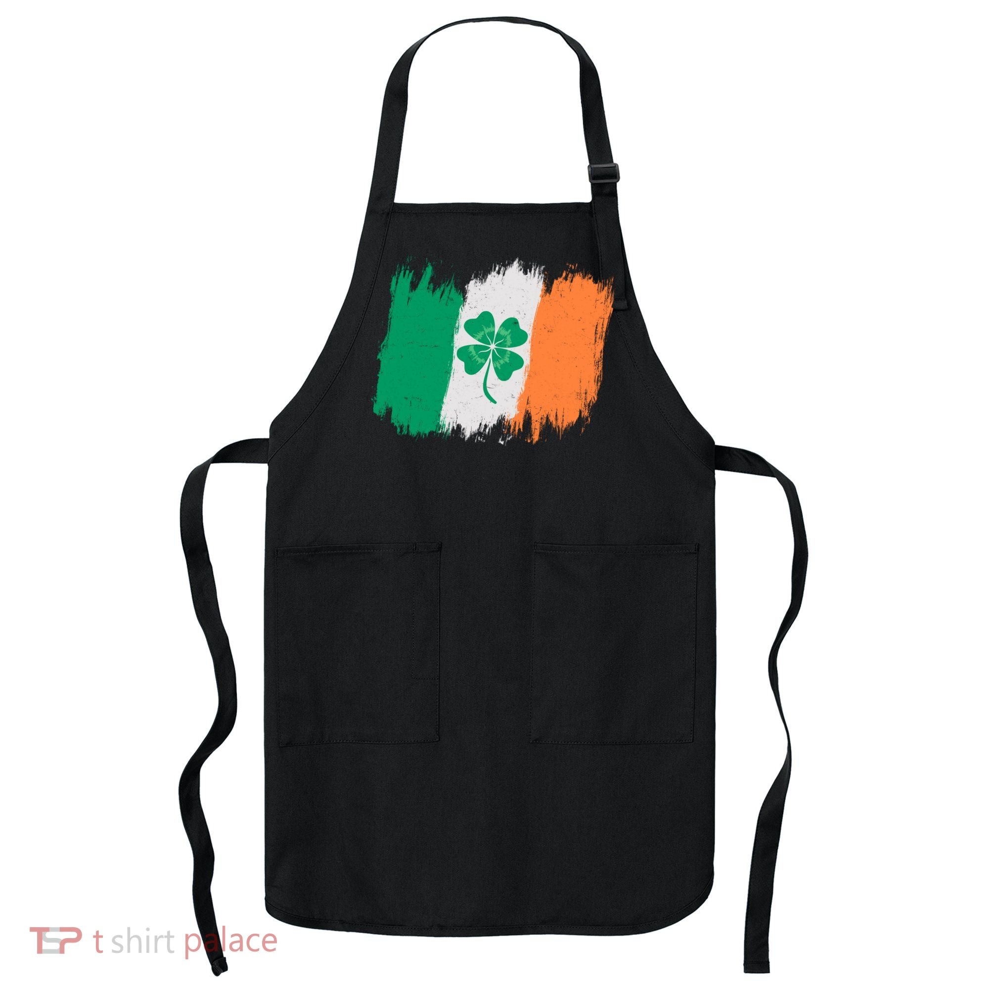 Cool St Patrick's Day Painted Distressed Irish Shamrock Flag Apron