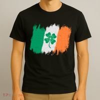 Cool St Patrick's Day Painted Distressed Irish Shamrock Flag T-Shirt thumb 3