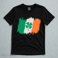 Cool St Patrick's Day Painted Distressed Irish Shamrock Flag T-Shirt thumb 5