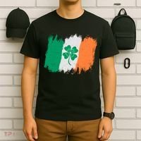 Cool St Patrick's Day Painted Distressed Irish Shamrock Flag T-Shirt thumb 6