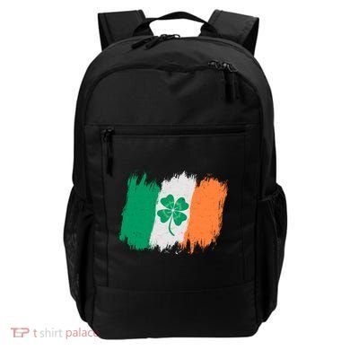 Cool St Patrick's Day Painted Distressed Irish Shamrock Flag Backpack