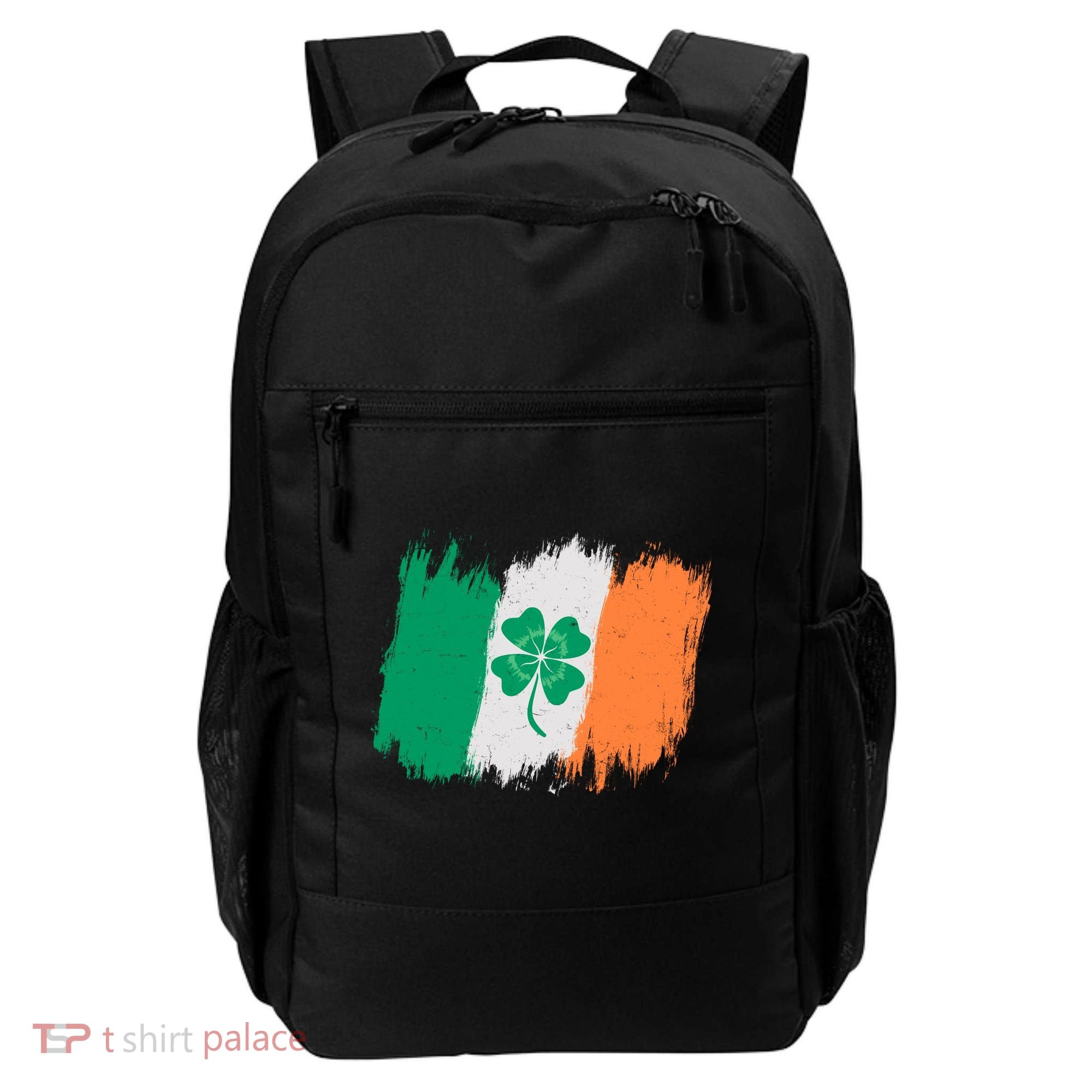 Cool St Patrick's Day Painted Distressed Irish Shamrock Flag Backpack