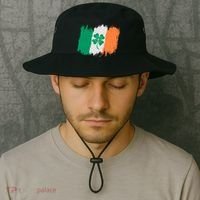 Cool St Patrick's Day Painted Distressed Irish Shamrock Flag Bucket Hat thumb 2