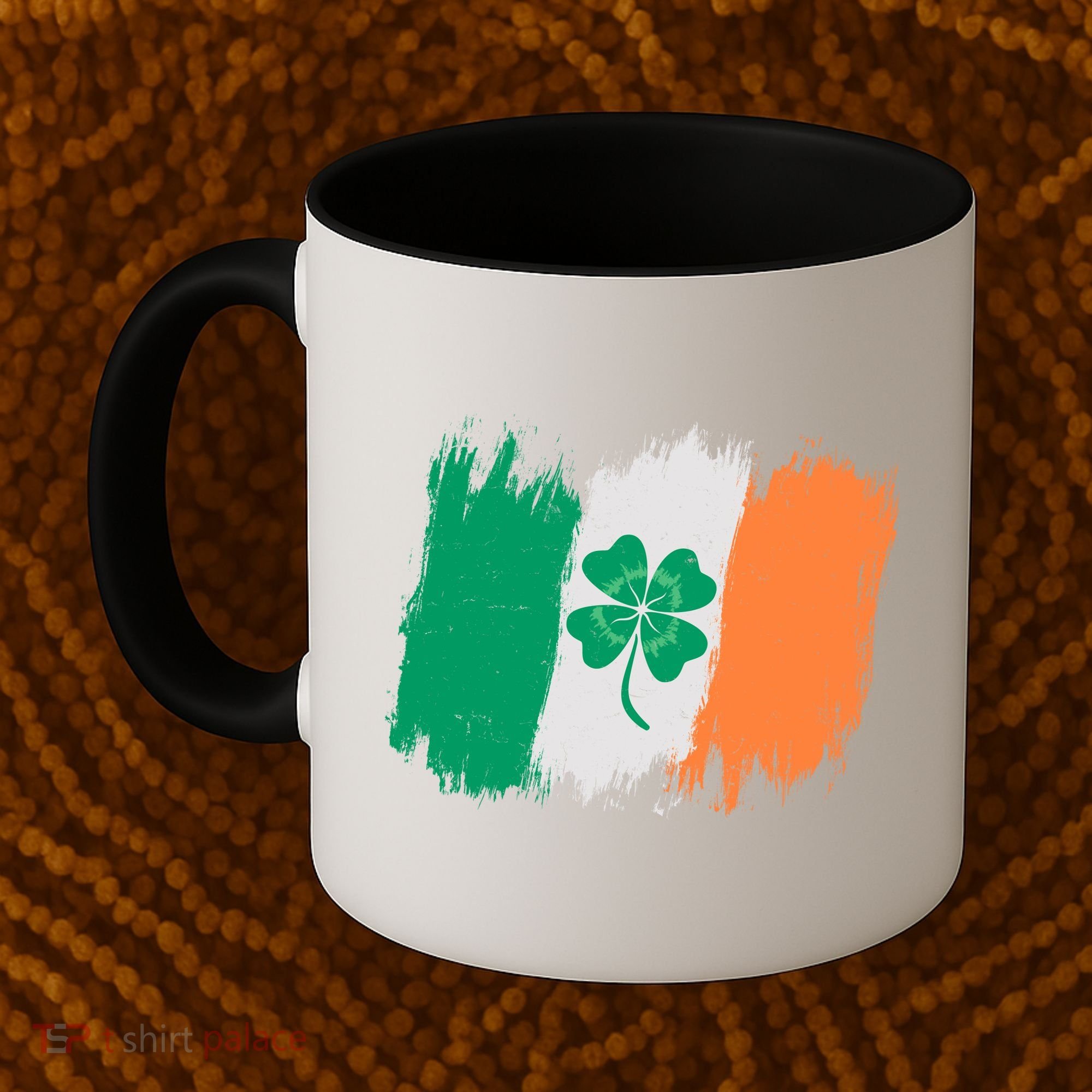 Cool St Patrick's Day Painted Distressed Irish Shamrock Flag Coffee Mug