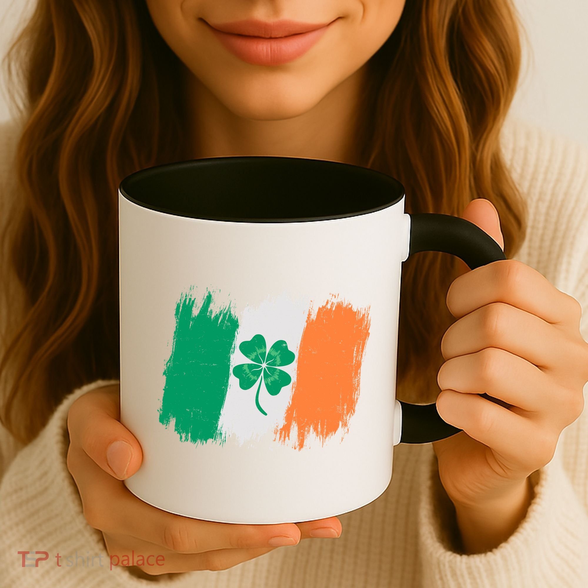 Cool St Patrick's Day Painted Distressed Irish Shamrock Flag Coffee Mug