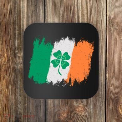 Cool St Patrick's Day Painted Distressed Irish Shamrock Flag Coaster