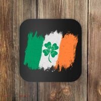 Cool St Patrick's Day Painted Distressed Irish Shamrock Flag Coaster thumb 0
