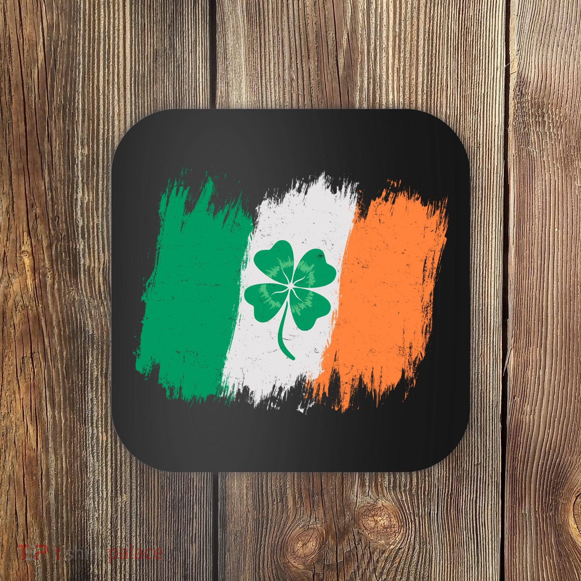 Cool St Patrick's Day Painted Distressed Irish Shamrock Flag Coaster