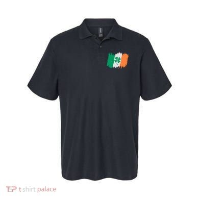 Cool St Patrick's Day Painted Distressed Irish Shamrock Flag Polo