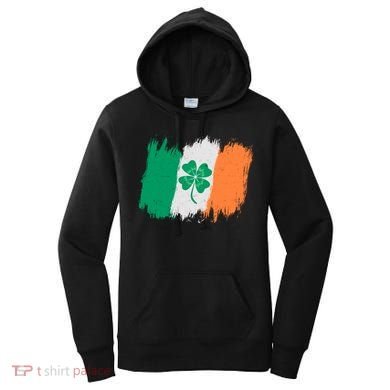 Cool St Patrick's Day Painted Distressed Irish Shamrock Flag Women's Hoodie
