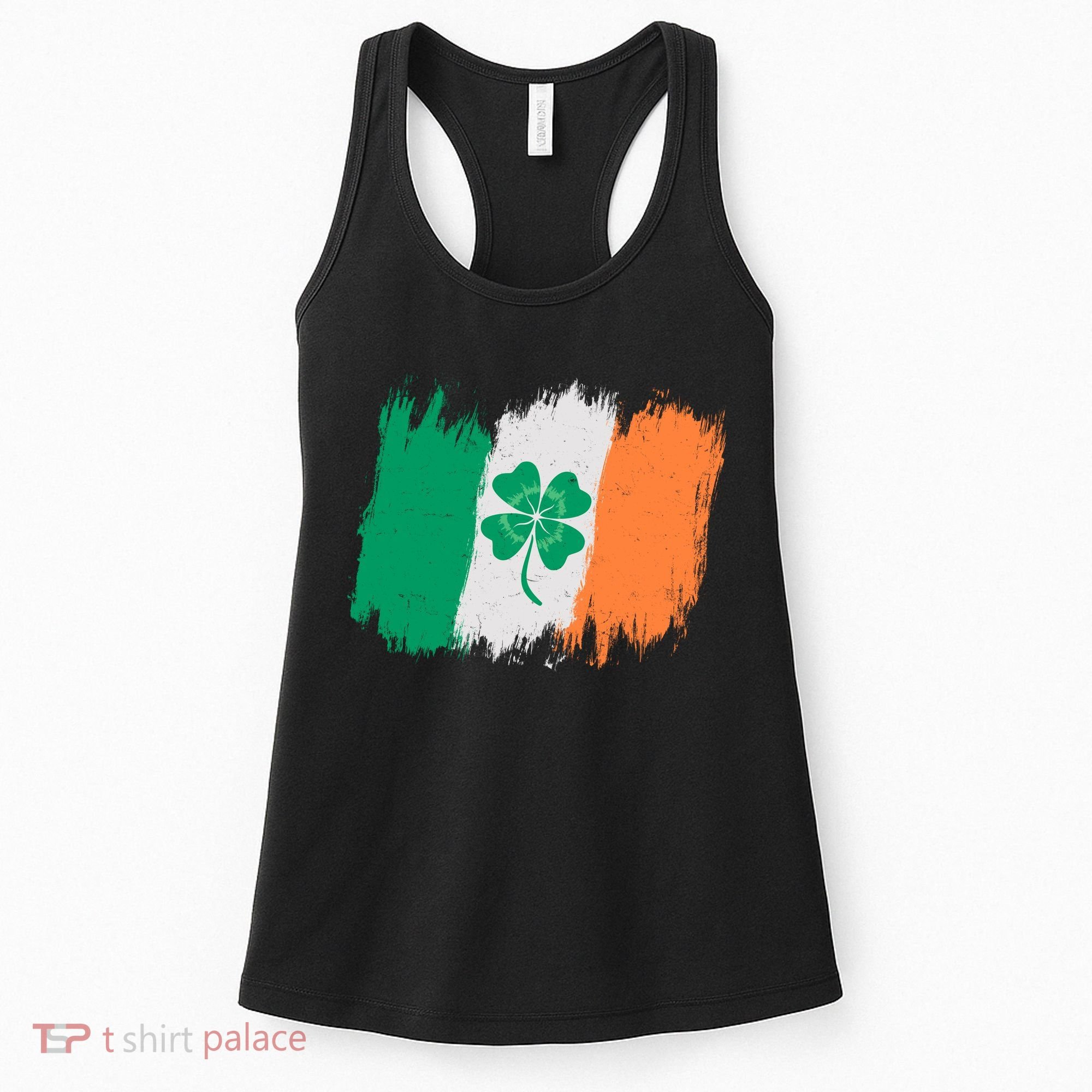 Cool St Patrick's Day Painted Distressed Irish Shamrock Flag Women's Tank Top