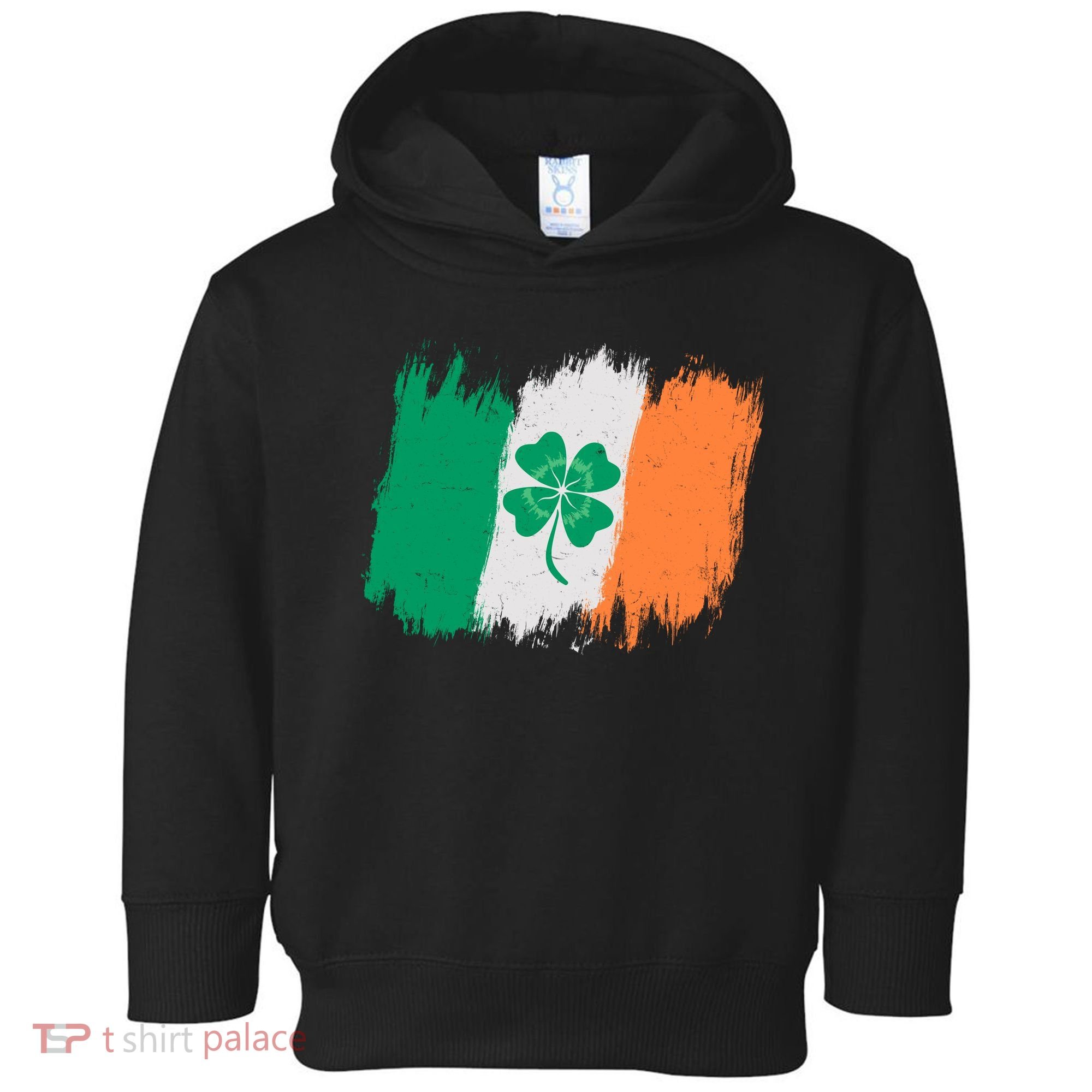Cool St Patrick's Day Painted Distressed Irish Shamrock Flag Toddler Hoodie