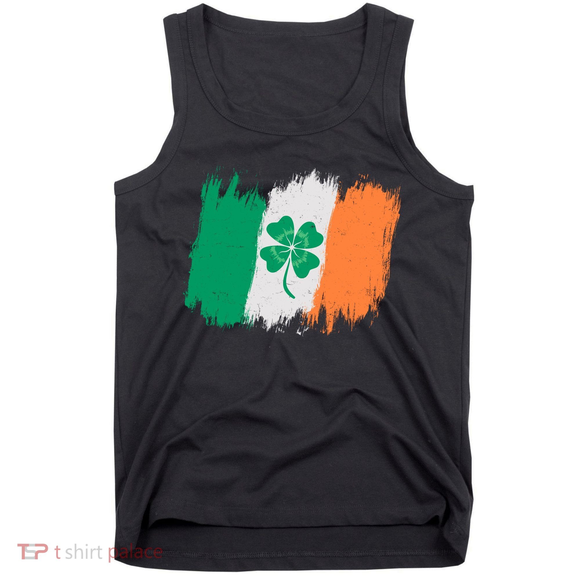 Cool St Patrick's Day Painted Distressed Irish Shamrock Flag Tank Top