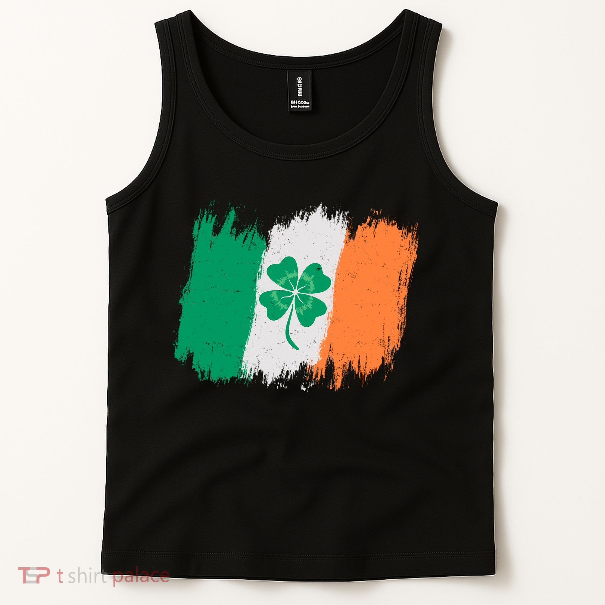 Cool St Patrick's Day Painted Distressed Irish Shamrock Flag Tank Top