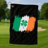 Cool St Patrick's Day Painted Distressed Irish Shamrock Flag Golf Towel thumb 1