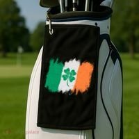 Cool St Patrick's Day Painted Distressed Irish Shamrock Flag Golf Towel thumb 2