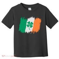 Cool St Patrick's Day Painted Distressed Irish Shamrock Flag Toddler T-Shirt thumb 0