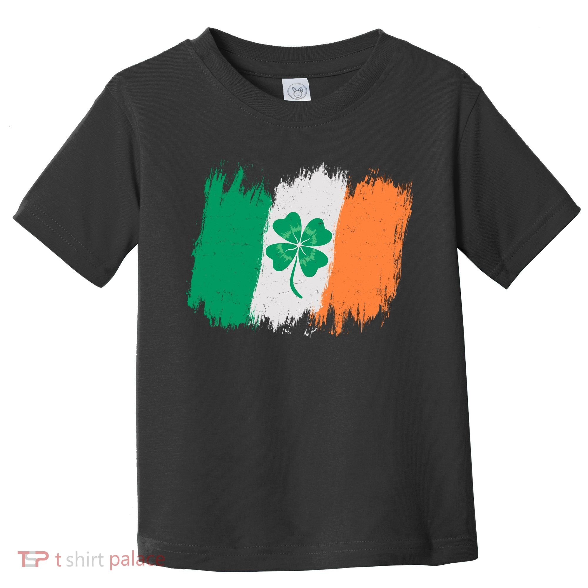 Cool St Patrick's Day Painted Distressed Irish Shamrock Flag Toddler T-Shirt