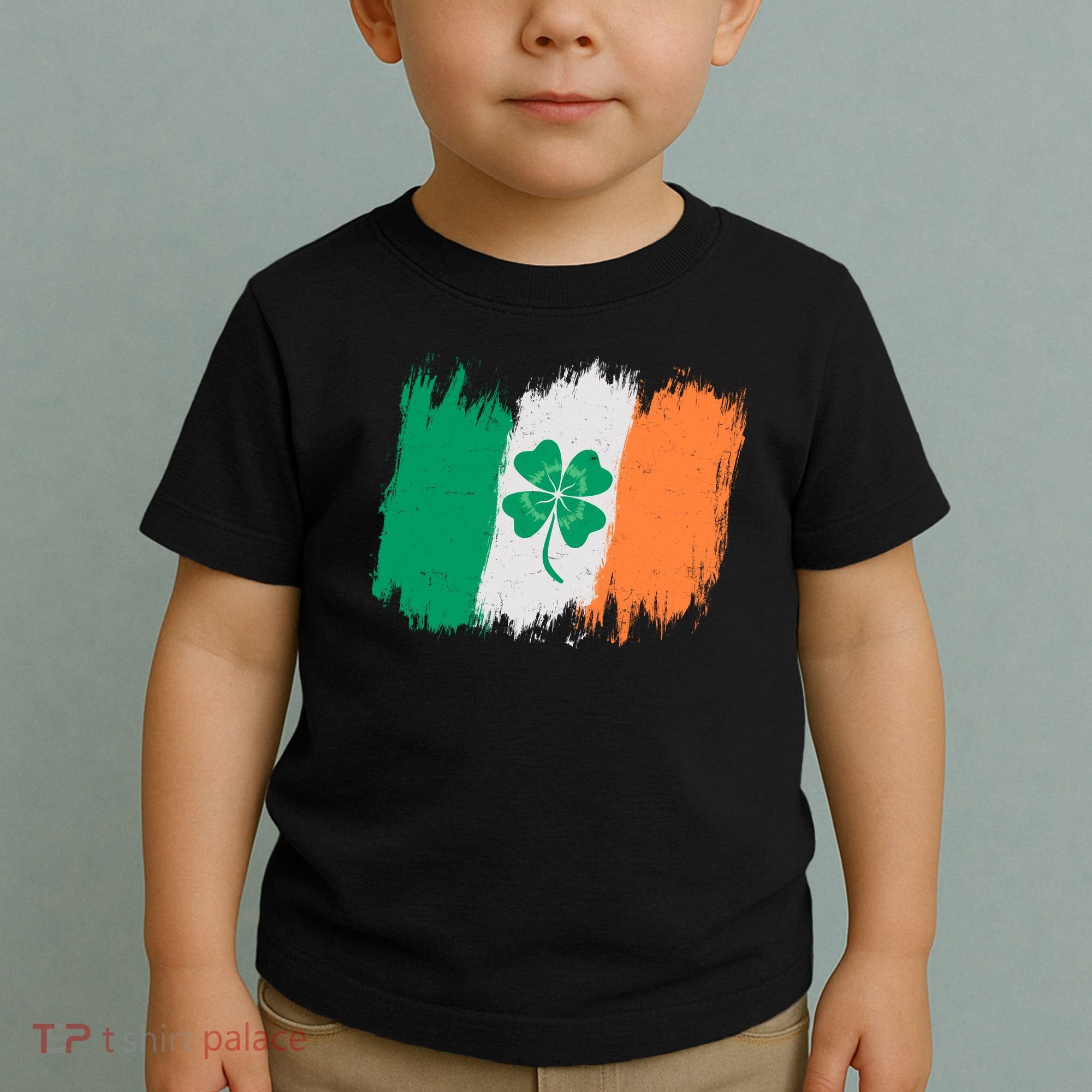 Cool St Patrick's Day Painted Distressed Irish Shamrock Flag Toddler T-Shirt