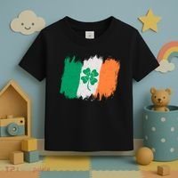 Cool St Patrick's Day Painted Distressed Irish Shamrock Flag Toddler T-Shirt thumb 3