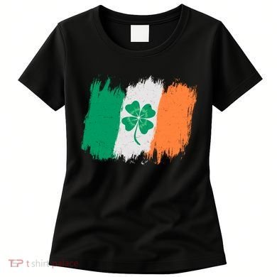 Cool St Patrick's Day Painted Distressed Irish Shamrock Flag Women's T-Shirt