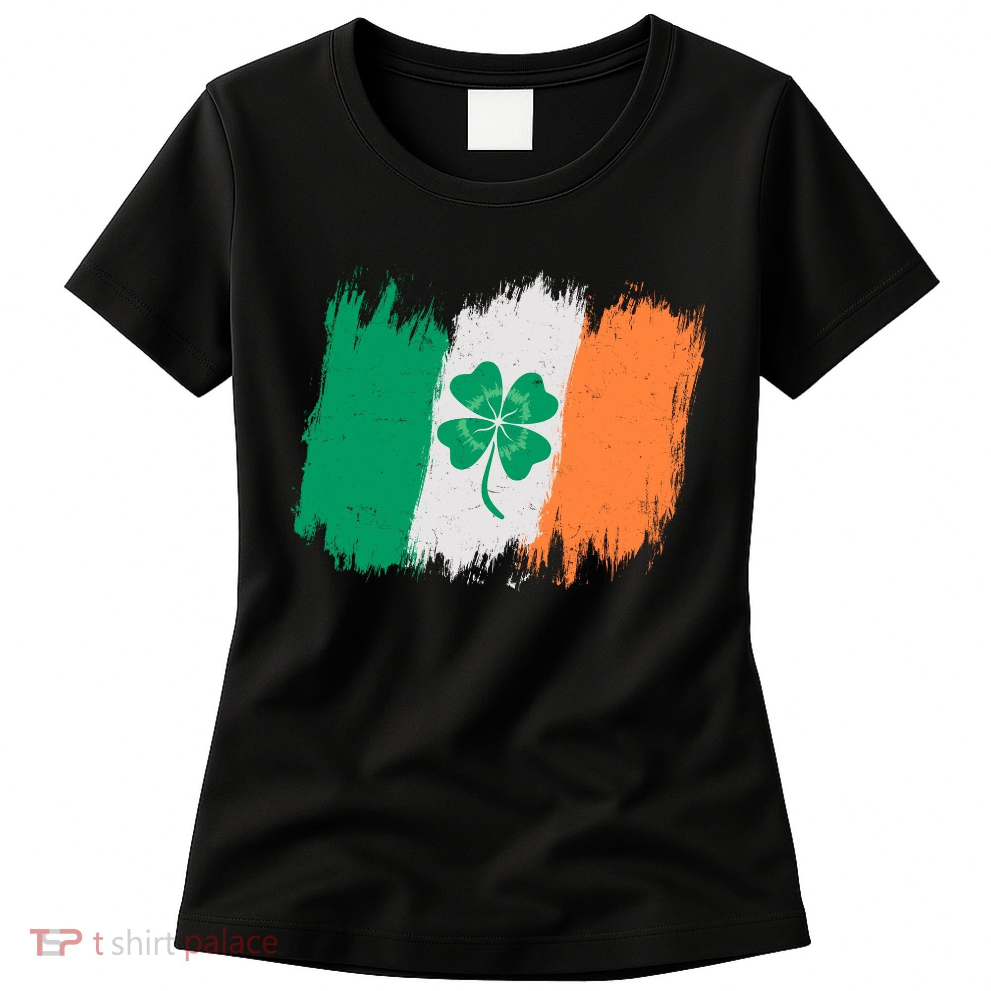 Cool St Patrick's Day Painted Distressed Irish Shamrock Flag Women's T-Shirt