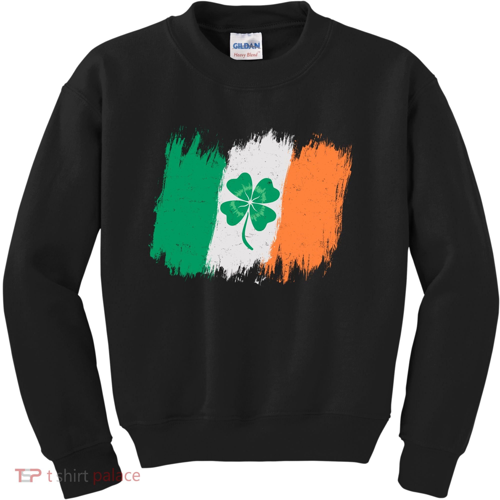 Cool St Patrick's Day Painted Distressed Irish Shamrock Flag Kids Sweatshirt