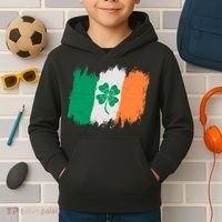 Cool St Patrick's Day Painted Distressed Irish Shamrock Flag Kids Hoodie thumb 2