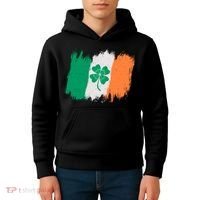 Cool St Patrick's Day Painted Distressed Irish Shamrock Flag Kids Hoodie thumb 4