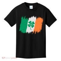 Cool St Patrick's Day Painted Distressed Irish Shamrock Flag Kids T-Shirt thumb 0