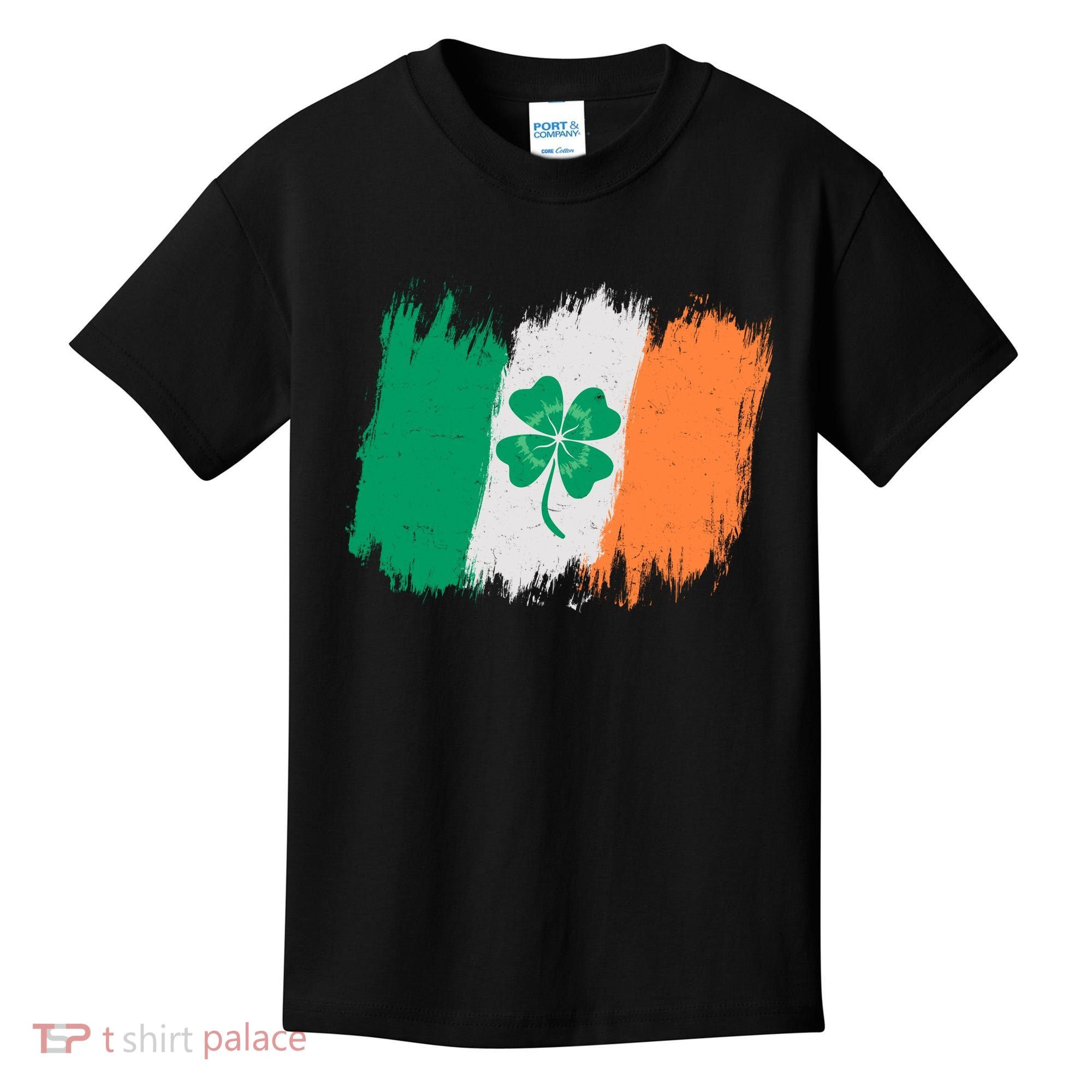 Cool St Patrick's Day Painted Distressed Irish Shamrock Flag Kids T-Shirt